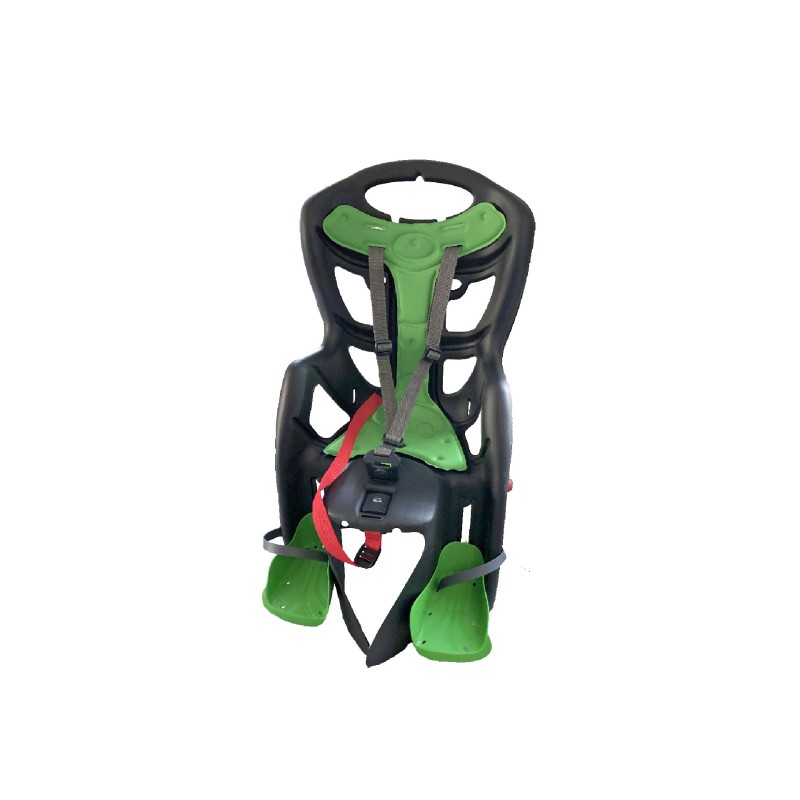 PORTE BÉBÉ ARRIERE -FIXATION SUR PORTE BAGAGE-MIX 22KG NOIR/VERT