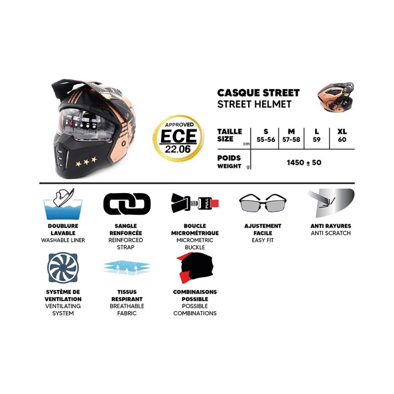 Casque Trottinette VTT street FRV Maverick (taille S à XL)