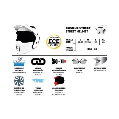 Casque Trottinette VTT Moto street FRV Trooper (taille S à XL)
