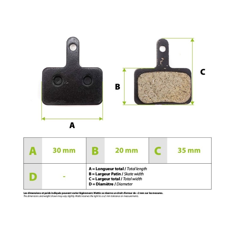 Plaquettes de frein Shimano B01S Kaabo Mantis Dualtron Zoom 30mm Semi-Metallique